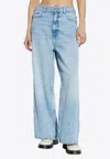 Ganni Faded Wide-leg Jeans In Blue