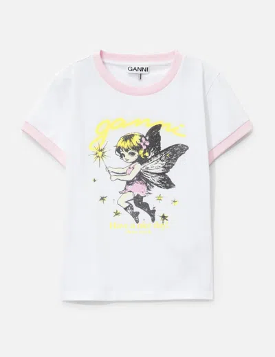 Ganni Fairy Print Baby Fit T-shirt In White