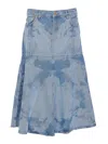 Ganni Blue Bleach Denim Flounce Midi Skirt In Blue
