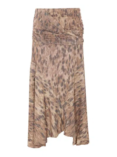 Ganni Butter Printed Marl Skirt In Brown