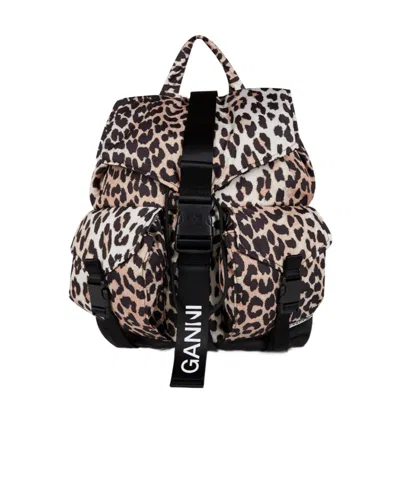 Ganni Fashion Backpack In Animal Print