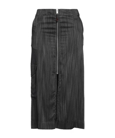 Ganni Fashion Solid Color High-waist A-line Midi Skirt In Black