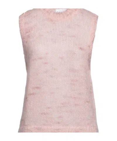 Ganni Fashion Solid Color Sleeveless Knit Tank Top In Pink
