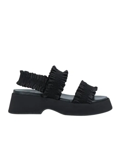 Ganni Fashion Versatile Solid Color Satin Mule Sandals In Black