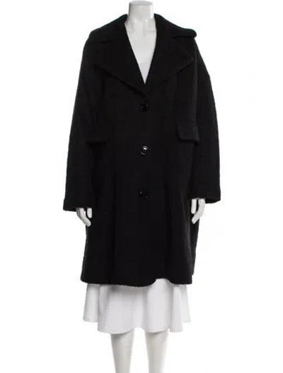 Pre-owned Ganni Faux Fur Coat In Black