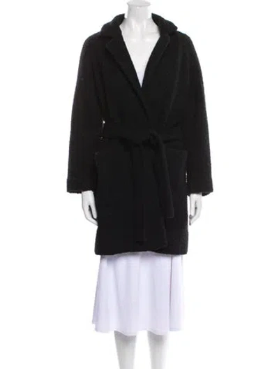 Pre-owned Ganni Faux Fur Coat In Black