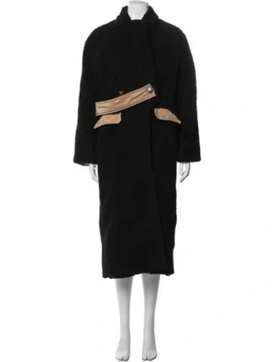Pre-owned Ganni Faux Fur Coat In Black