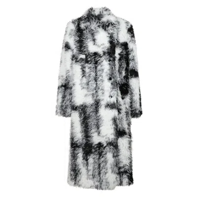 Ganni Faux Fur Coat In Black