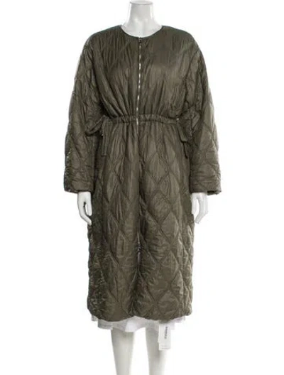 Pre-owned Ganni Faux Fur Coat In Green
