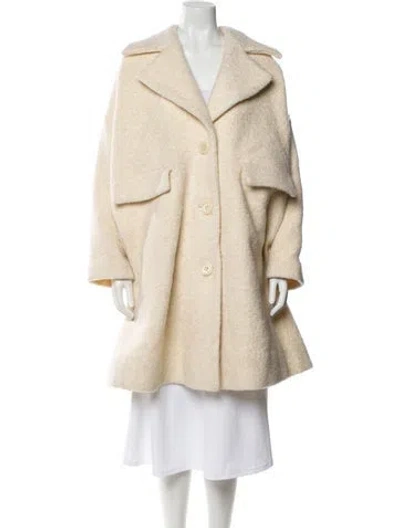Pre-owned Ganni Faux Fur Coat In Neutral