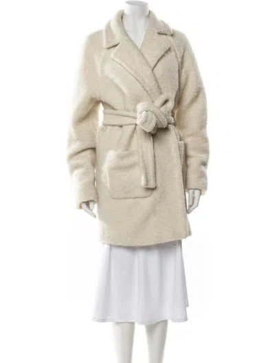 Pre-owned Ganni Faux Fur Coat In Neutral