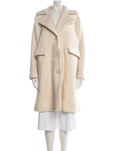 Pre-owned Ganni Faux Fur Coat In Neutral