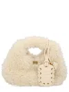 Ganni Faux Fur Hobo Bag In White