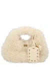 Ganni Faux Fur Hobo Bag In White