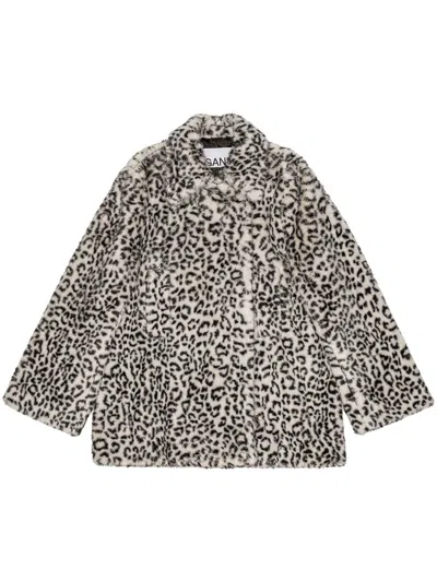 Ganni Faux-fur Jacket In Nude