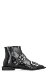 Ganni Black Wide Belt Buckle Ankle Boots