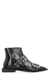 Ganni Black Wide Belt Buckle Ankle Boots
