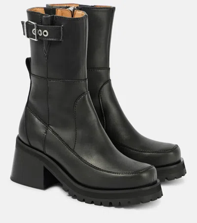 GANNI FAUX LEATHER ANKLE BOOTS