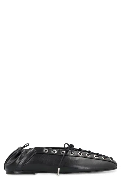 GANNI FAUX LEATHER BALLET FLATS