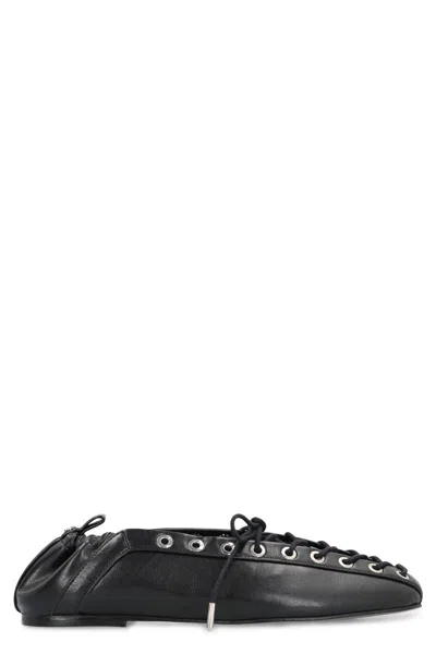 GANNI GANNI FAUX LEATHER BALLET FLATS
