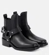 Ganni Buckle-strap Leather Ankle Boot In Black