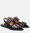 Ganni 20mm Chunky Leather Slingback Flats In Black