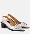 Ganni 65mm Snakeskin-print Buckle Pumps In Silver