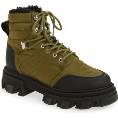Ganni Faux Shearling Hiking Boot In Kalamata