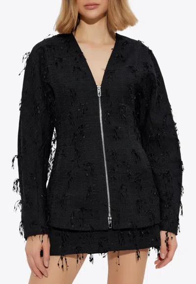 Ganni Long-sleeved Casual Jacket In Black