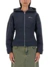 Ganni Slim-fit Hoodie With Structured Silhouette In Blue