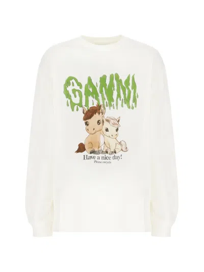 GANNI FELPE GRAPHIC PRINT T-SHIRT