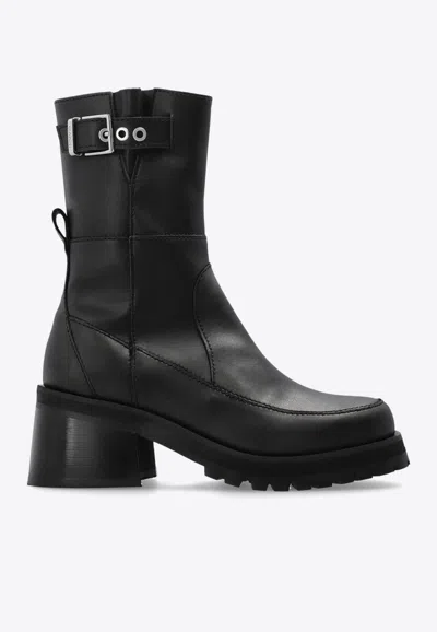 GANNI FEMININE 70 BUCKLED PLATFORM ANKLE BOOTS