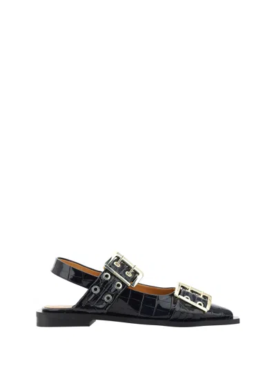 Ganni Feminine Ballerinas In Black