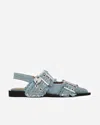 Ganni Feminine Buckle Ballerina In Blue