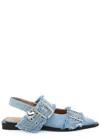 Ganni Feminine Denim Ballet Flats In Denim