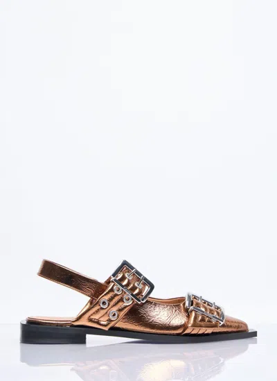 GANNI FEMININE BUCKLE BALLERINA FLATS