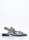 Ganni Buckle Metallic Ballerinas In Silver