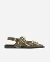 Ganni Ballerina With Buckle In Green