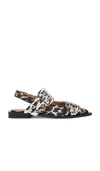 Ganni Multicolor Ballet Shoes With Double Buckle And All-over Leopard Print In Tech Fabric Woman In Leopard