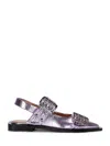 Ganni Lavender Slingback Ballet Flat Shoe With Buckles In Pink Lavender
