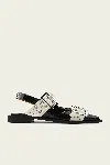 Ganni Black And White Slingback Ballerina Flats With Buckles In White