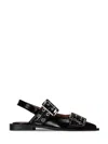 Ganni Buckle Ballerinas In Black