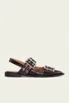Ganni Feminine Buckle Ballerina Naplack Sandal In Burgundy
