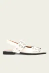 Ganni Feminine Buckle Ballerina Naplack Sandal In Egret In Neutral