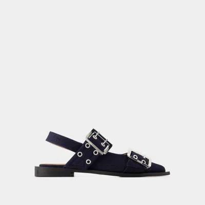 GANNI BALLERINES FEMININE BUCKLE - GANNI - COTON - BLEU