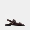 Ganni Brown Feminine Buckle Ballerina Flats In Brown