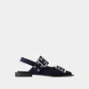 Ganni Black Feminine Buckle Flats