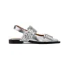 Ganni Silver Slingback Ballet Flat Shoe With Buckles