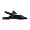 Ganni Buckled Eyelet-embellished Recycled Denim Ballet Flats In Blue