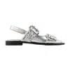 Ganni Buckle Metallic Ballerinas In Silver